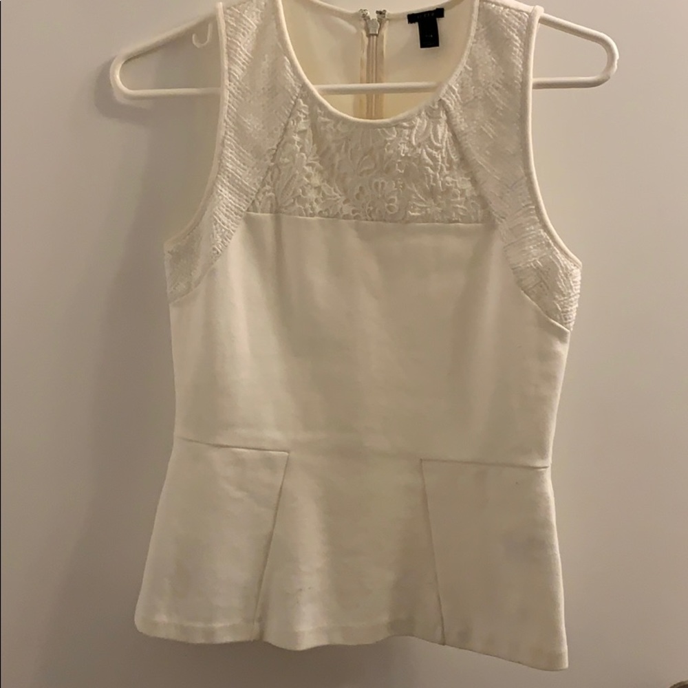 J. Crew Cream Peplum Sleeveless Blouse